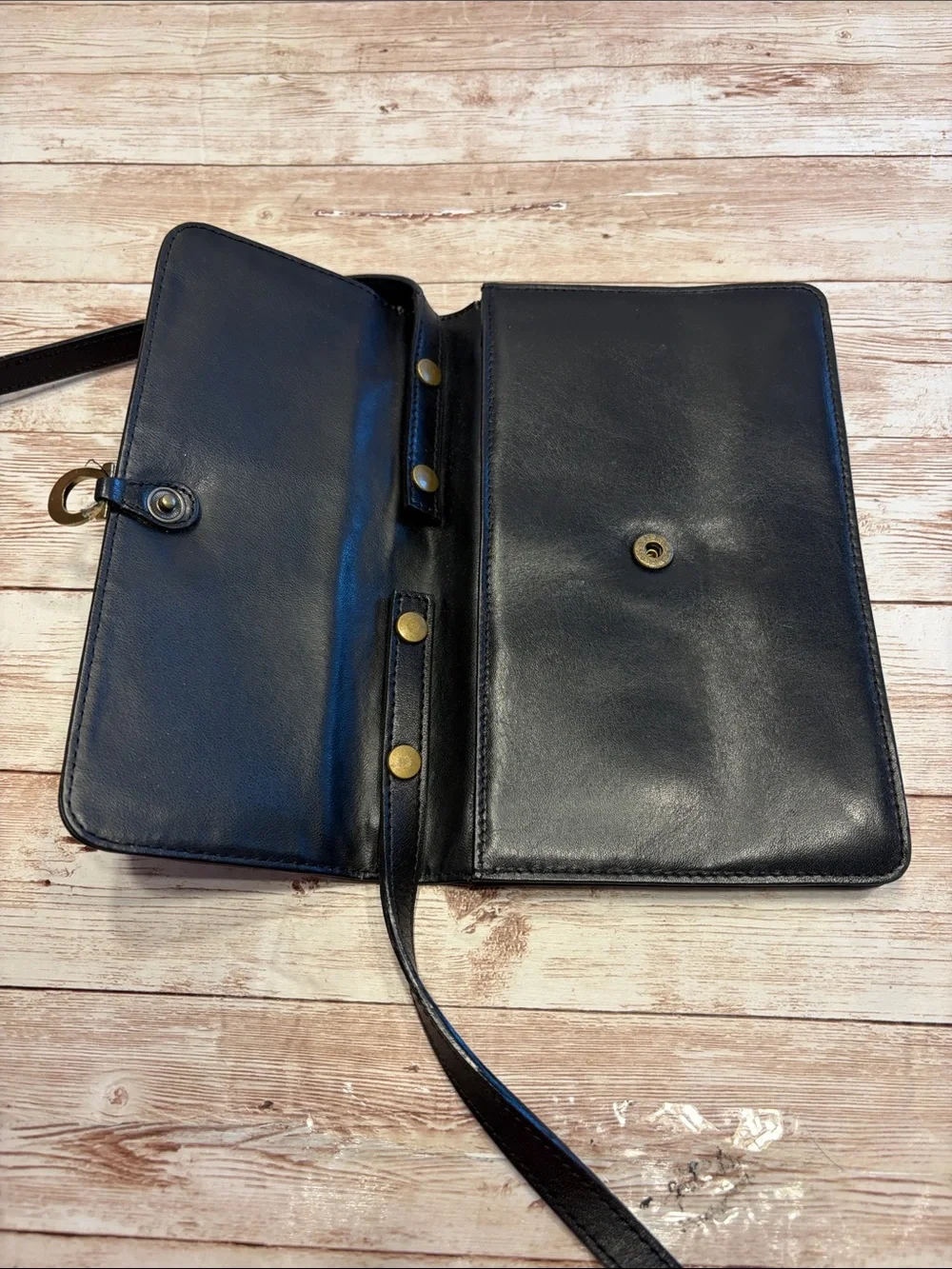 Etienne Aigner Black Leather Crossbody with Gold Hardware - Picture 4 of 8